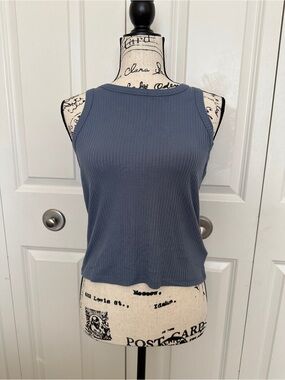 The Commons Solid Ribbed Knit Stretch Sleeveless Round Neck Tank Top Juniors XL